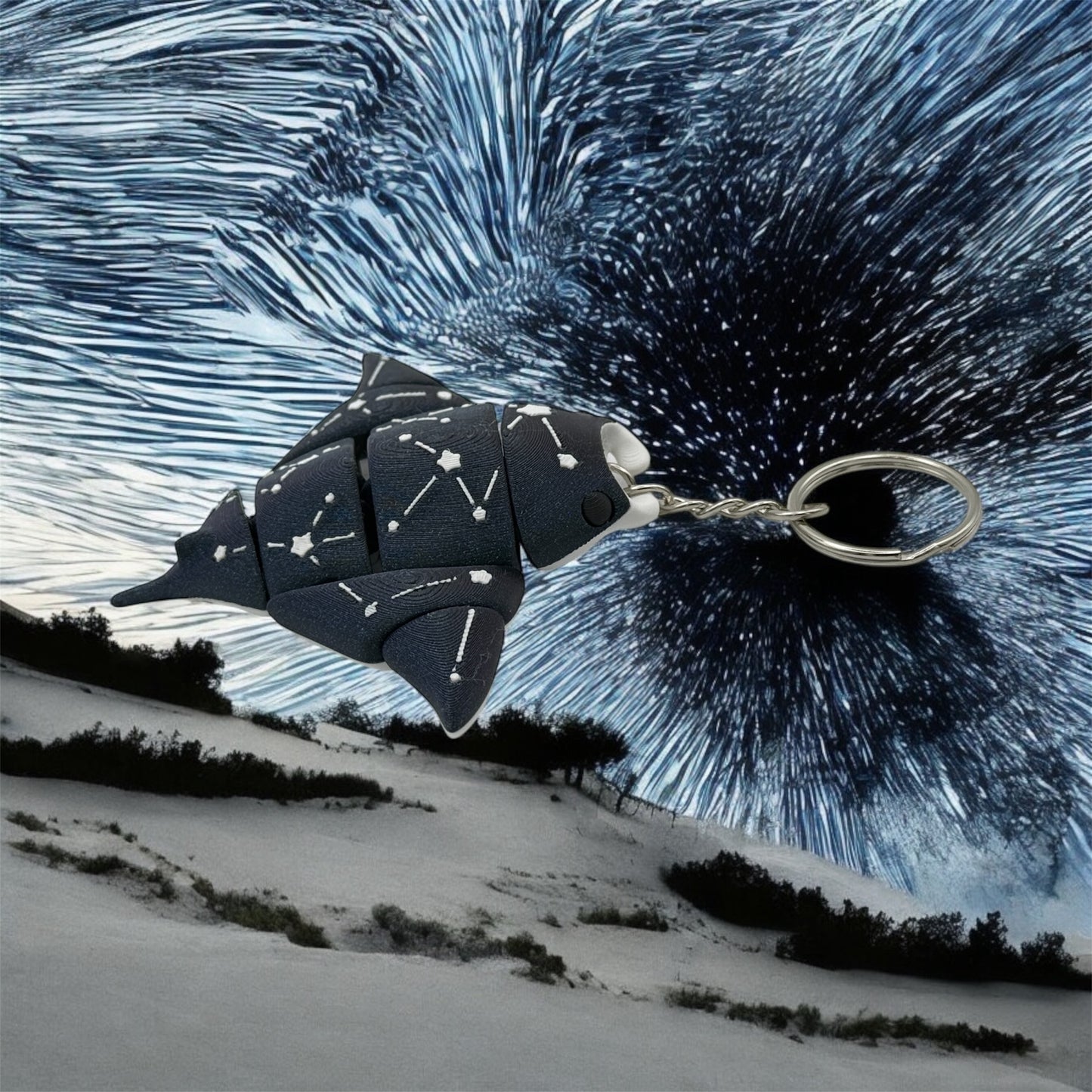 Flexi Galaxy Manta Ray Keychain