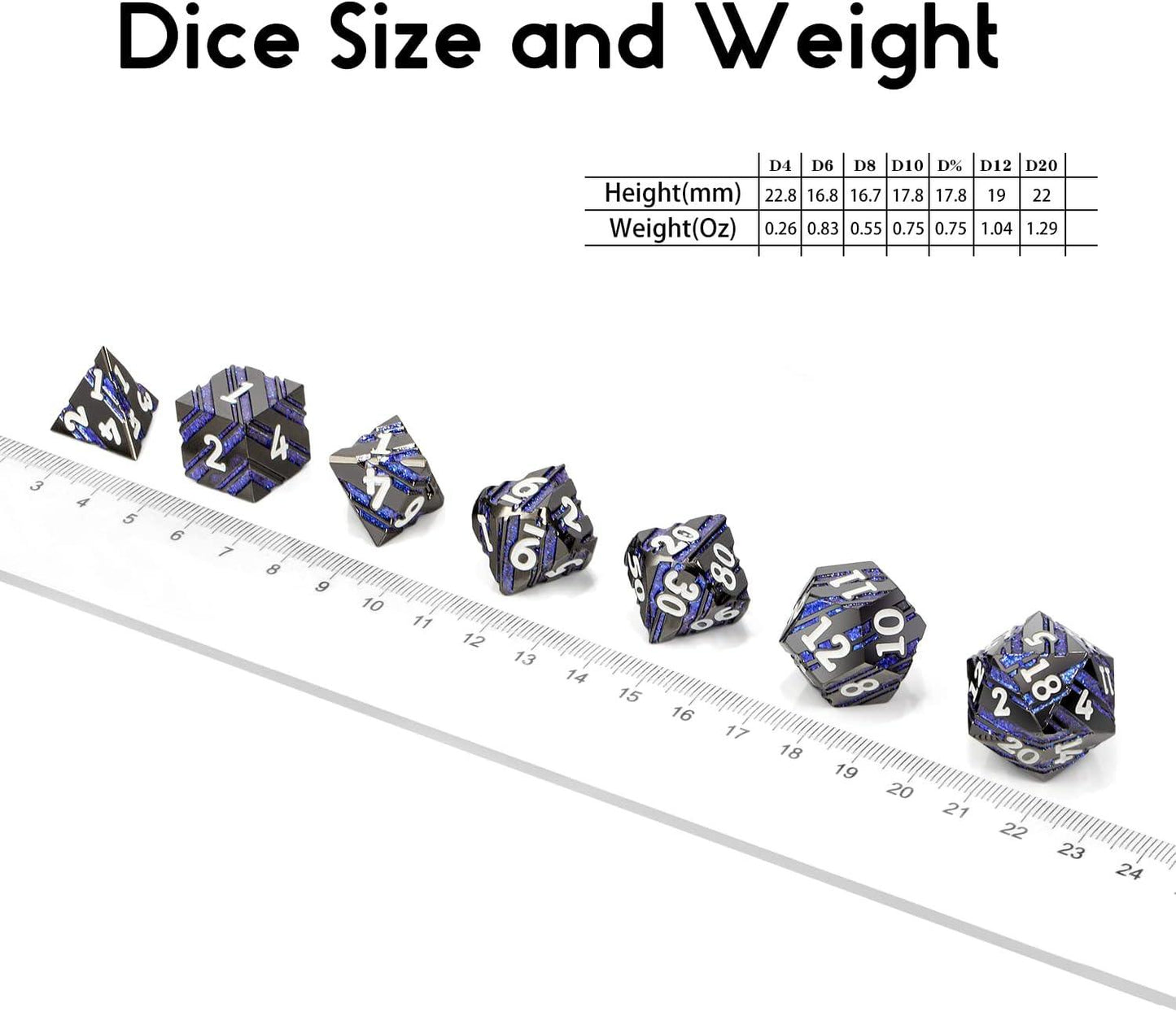 Astral Blue Stripe Metal Dice Set - Living Skies Games