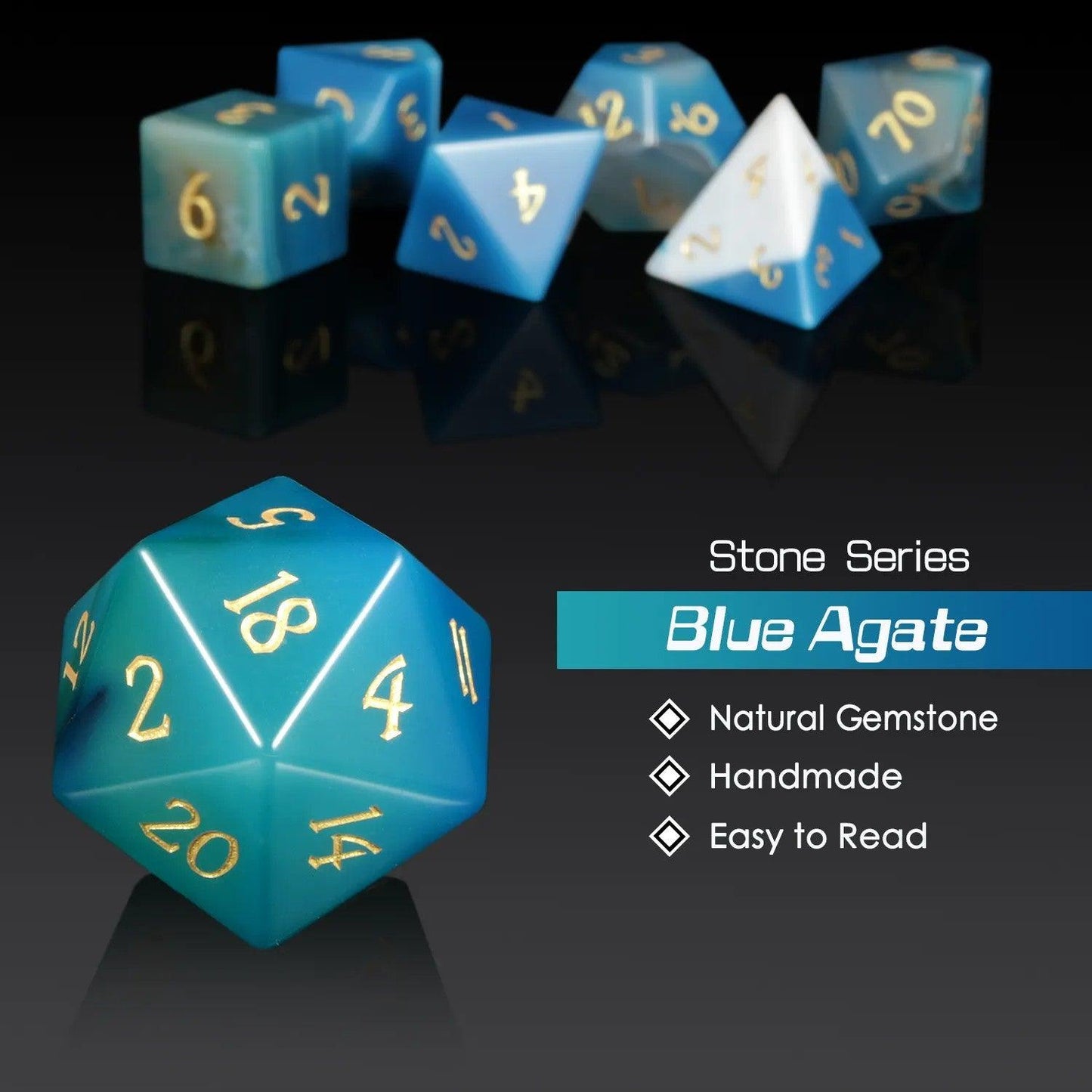 Blue Agate Voyager's Tale Dice Set - Living Skies Games