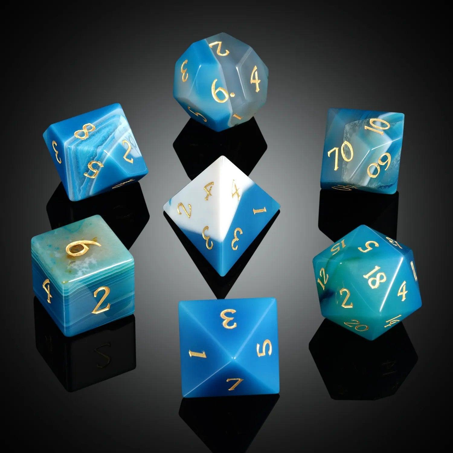 Blue Agate Voyager's Tale Dice Set - Living Skies Games