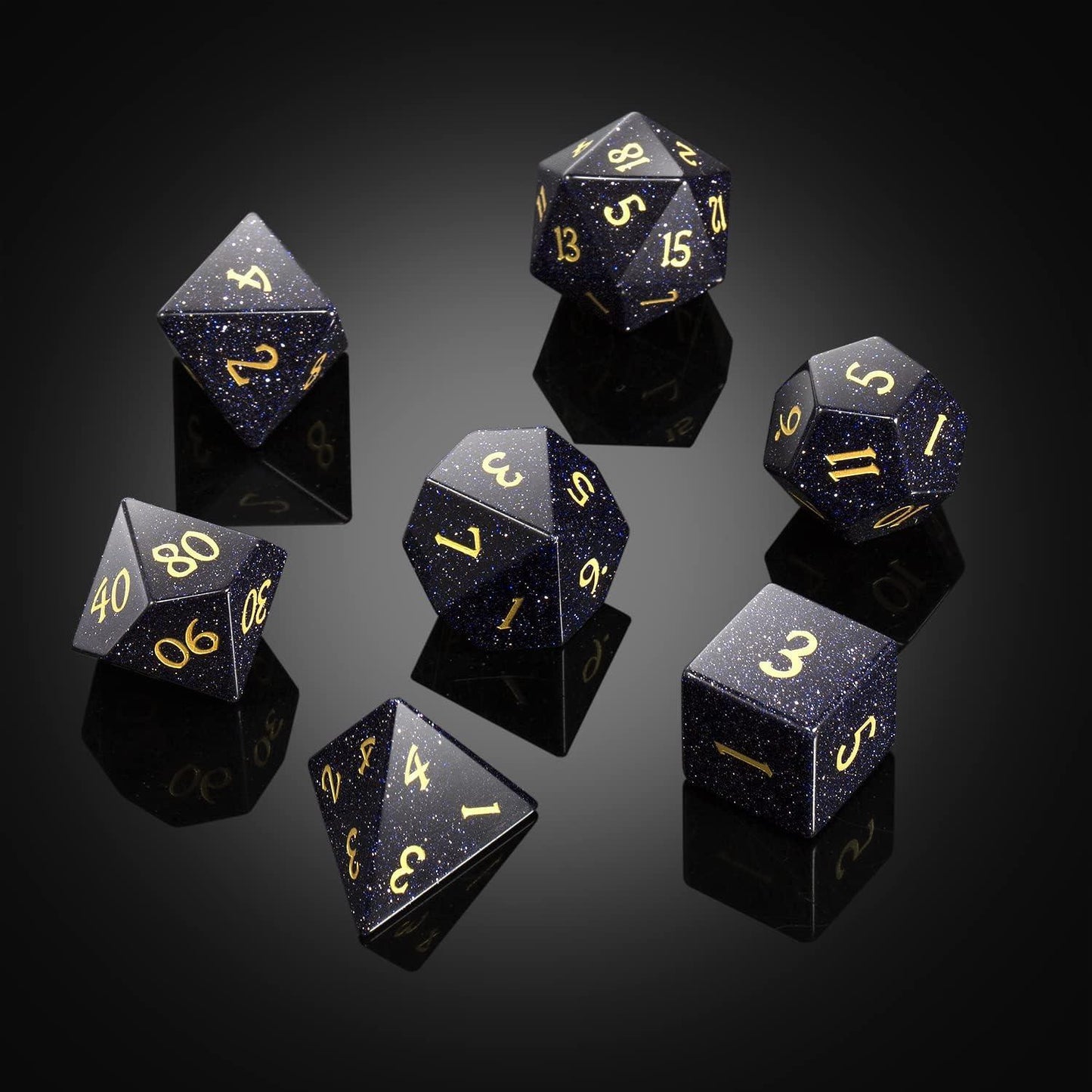 Blue Sandstone Galaxy Dice Set - Living Skies Games