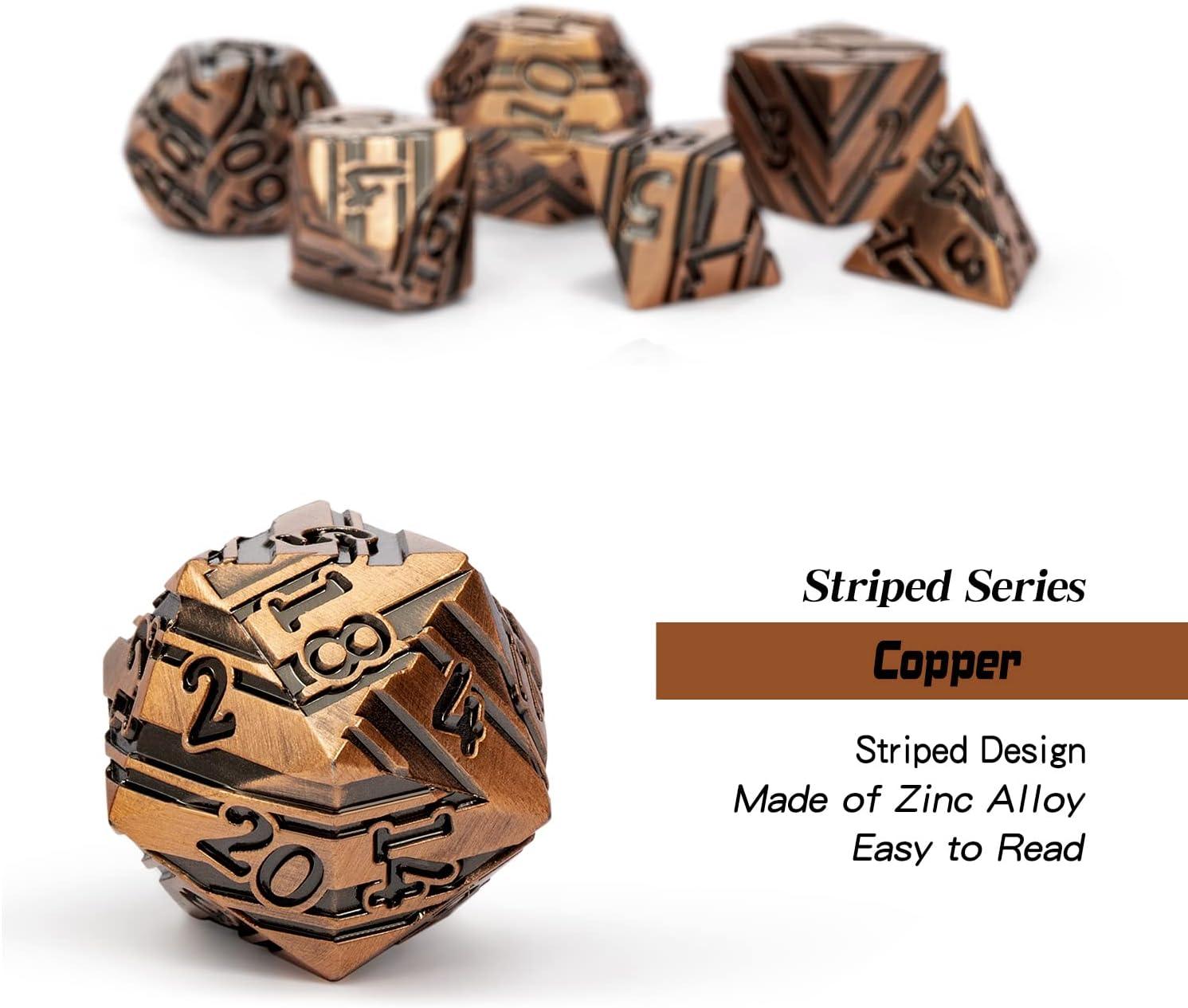 Copper Zenith Striped Metal Dice Set - Living Skies Games