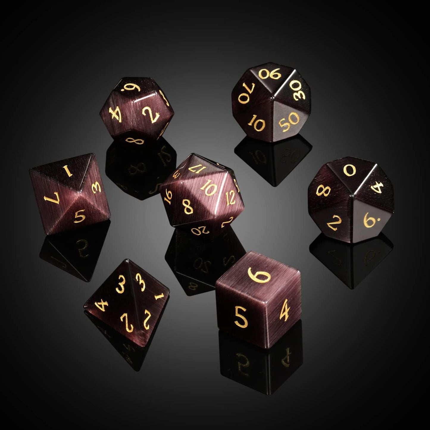 Dark Purple Opal Twilight Dice Set - Living Skies Games