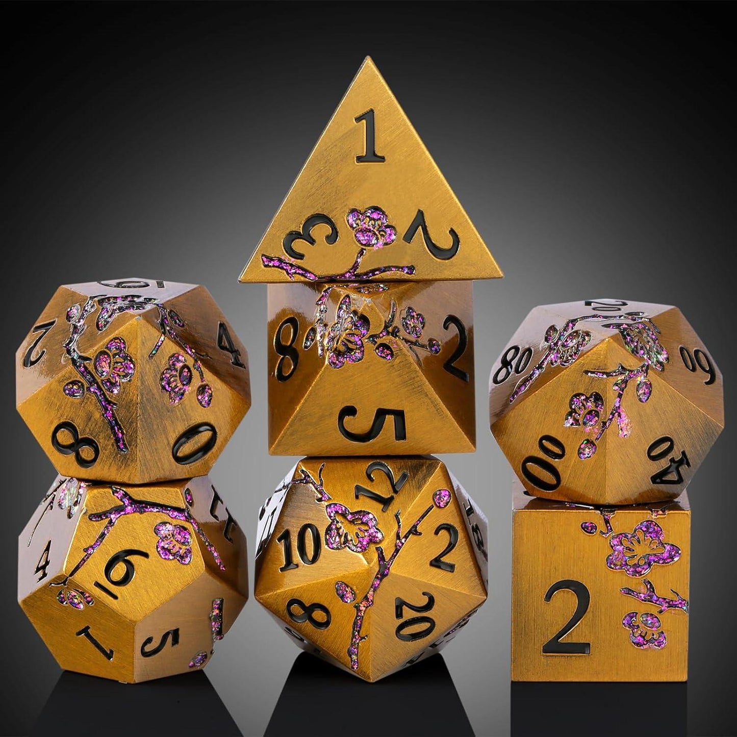 Golden Petal Majesty Dice Set - Living Skies Games