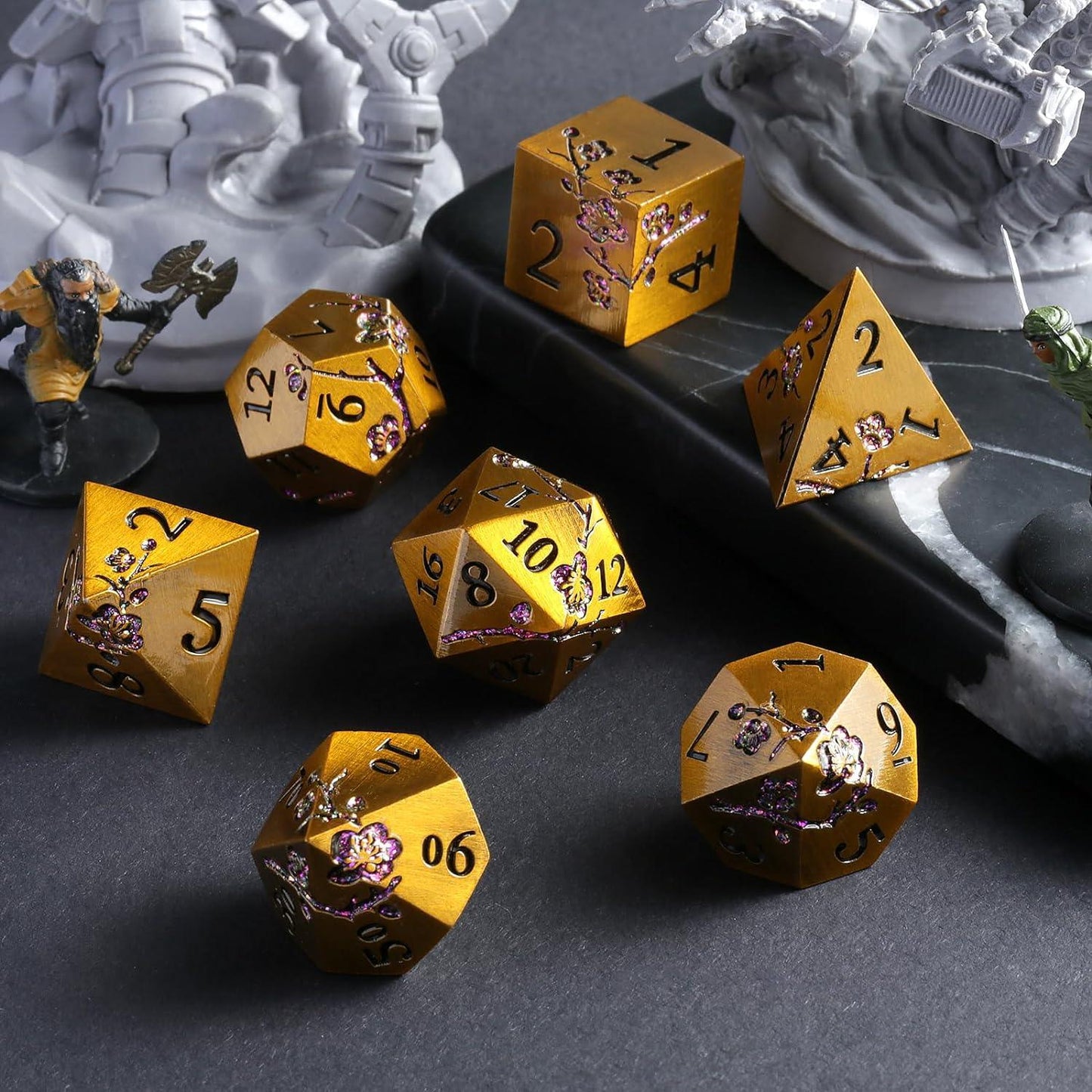 Golden Petal Majesty Dice Set - Living Skies Games