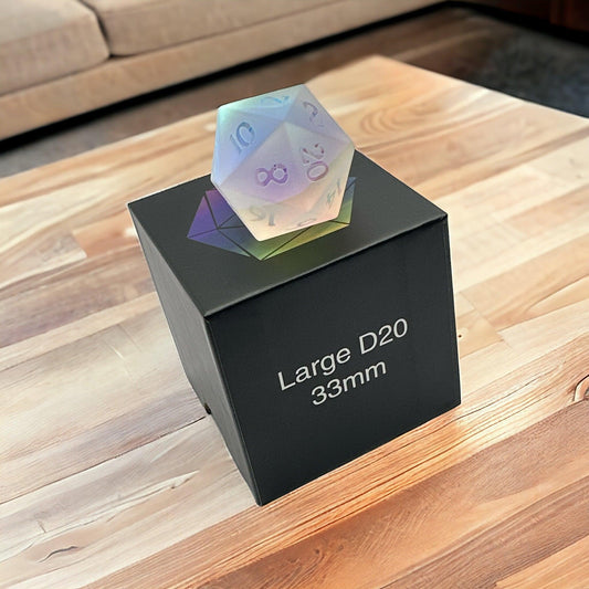 Prismatic Titan Frosted Rainbow Glass D20 Dice - Living Skies Games