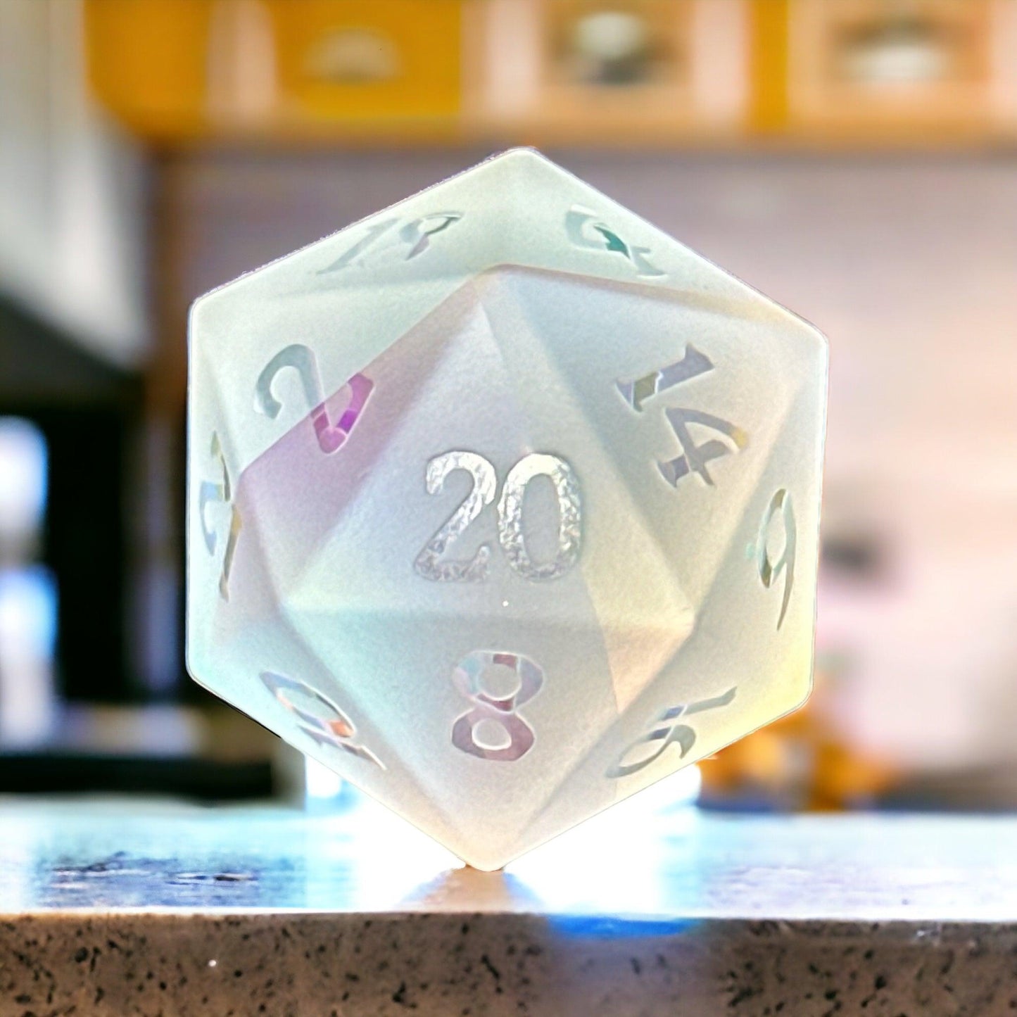 Prismatic Titan Frosted Rainbow Glass D20 Dice - Living Skies Games