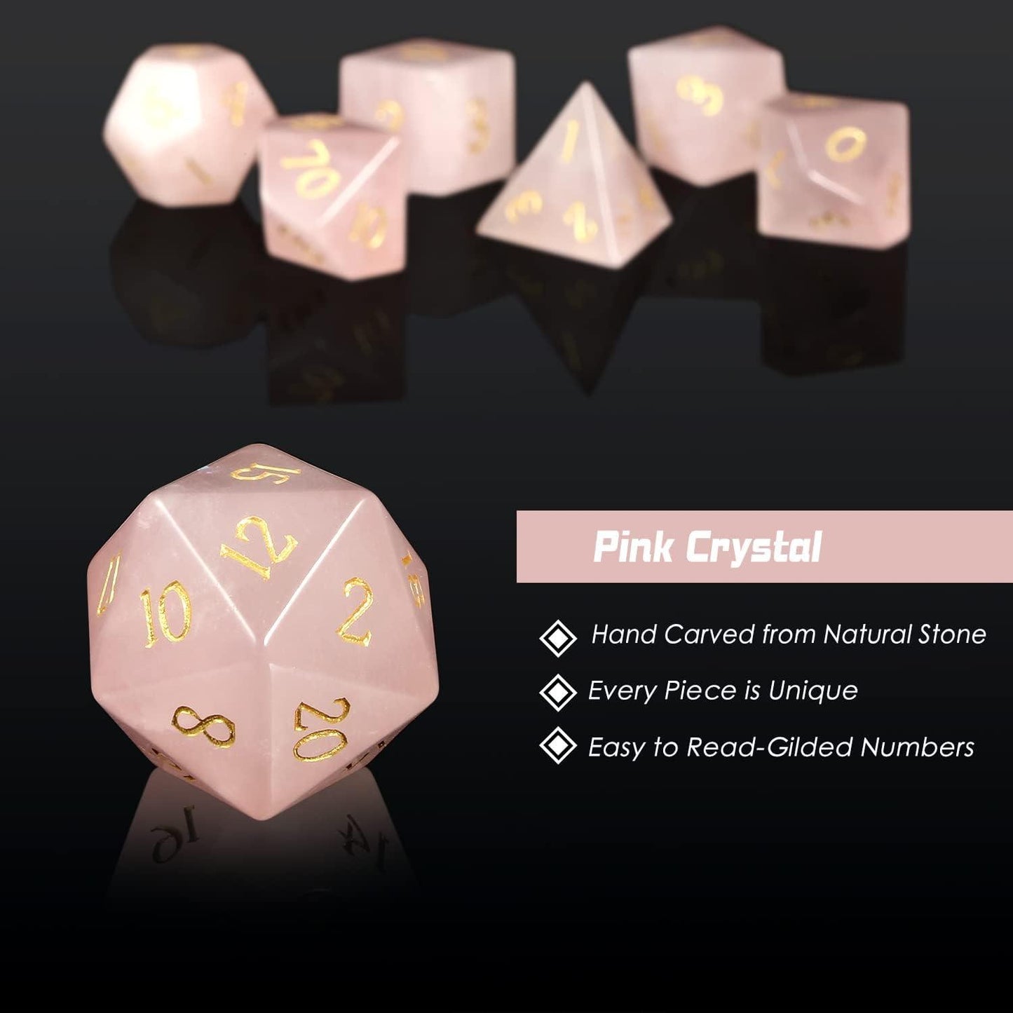 Rose Quartz Heartstone Harmony Dice Set - Living Skies Games