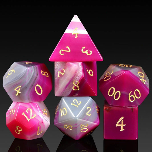 Rose Red Agate Passion's Flame Dice Set - Living Skies Games
