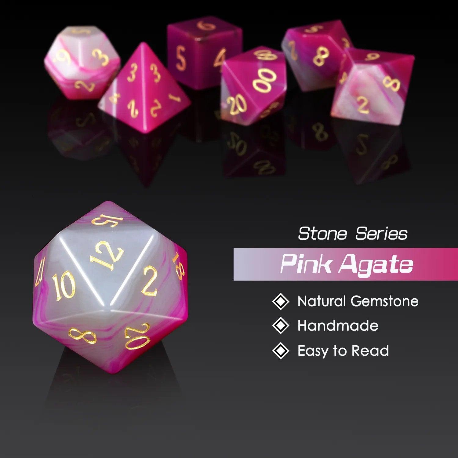 Rose Red Agate Passion's Flame Dice Set - Living Skies Games
