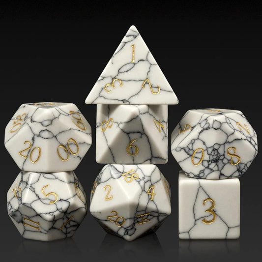 Synthetic Stone Howlite Harmony Dice Set - Living Skies Games