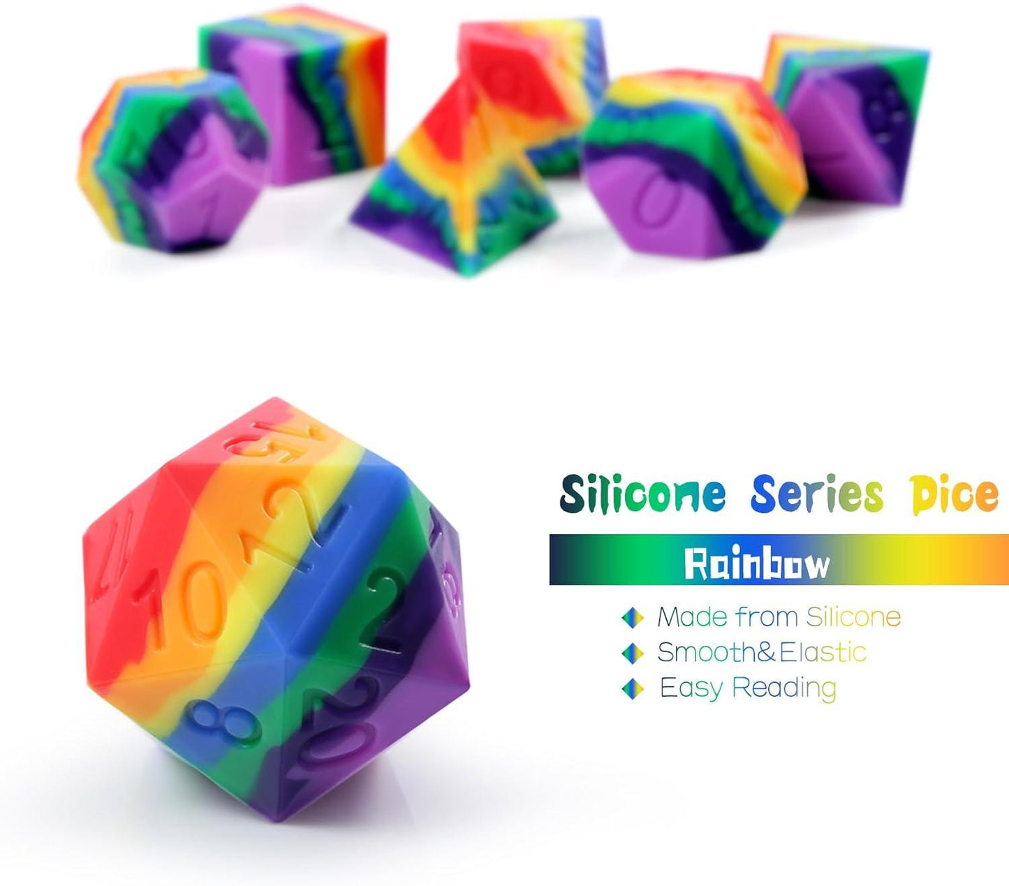 Vibrant Spectrum Silicone Dice Set - Living Skies Games
