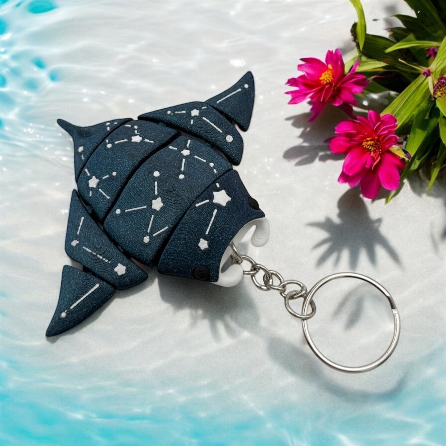 Flexi Galaxy Manta Ray Keychain