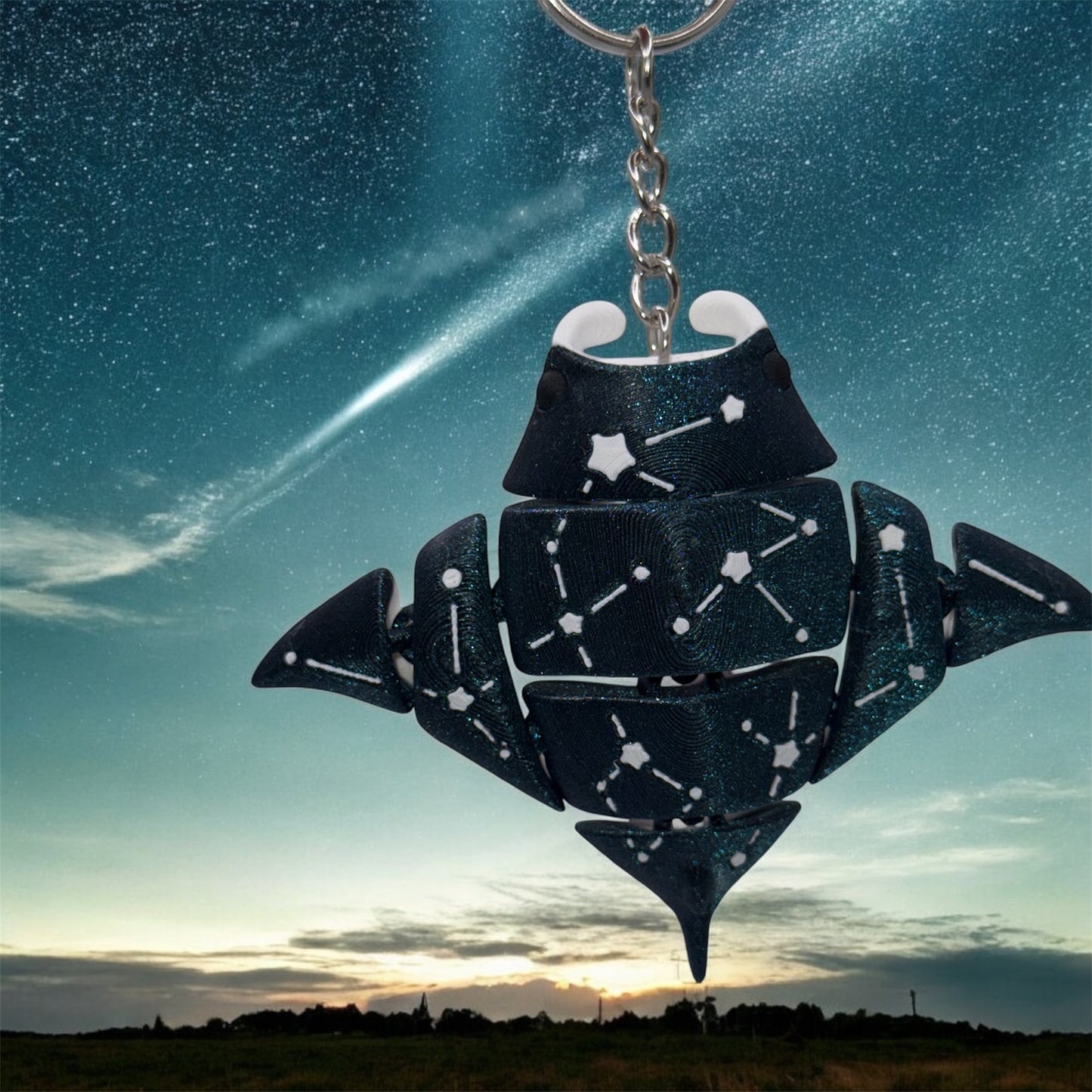 Flexi Galaxy Manta Ray Keychain
