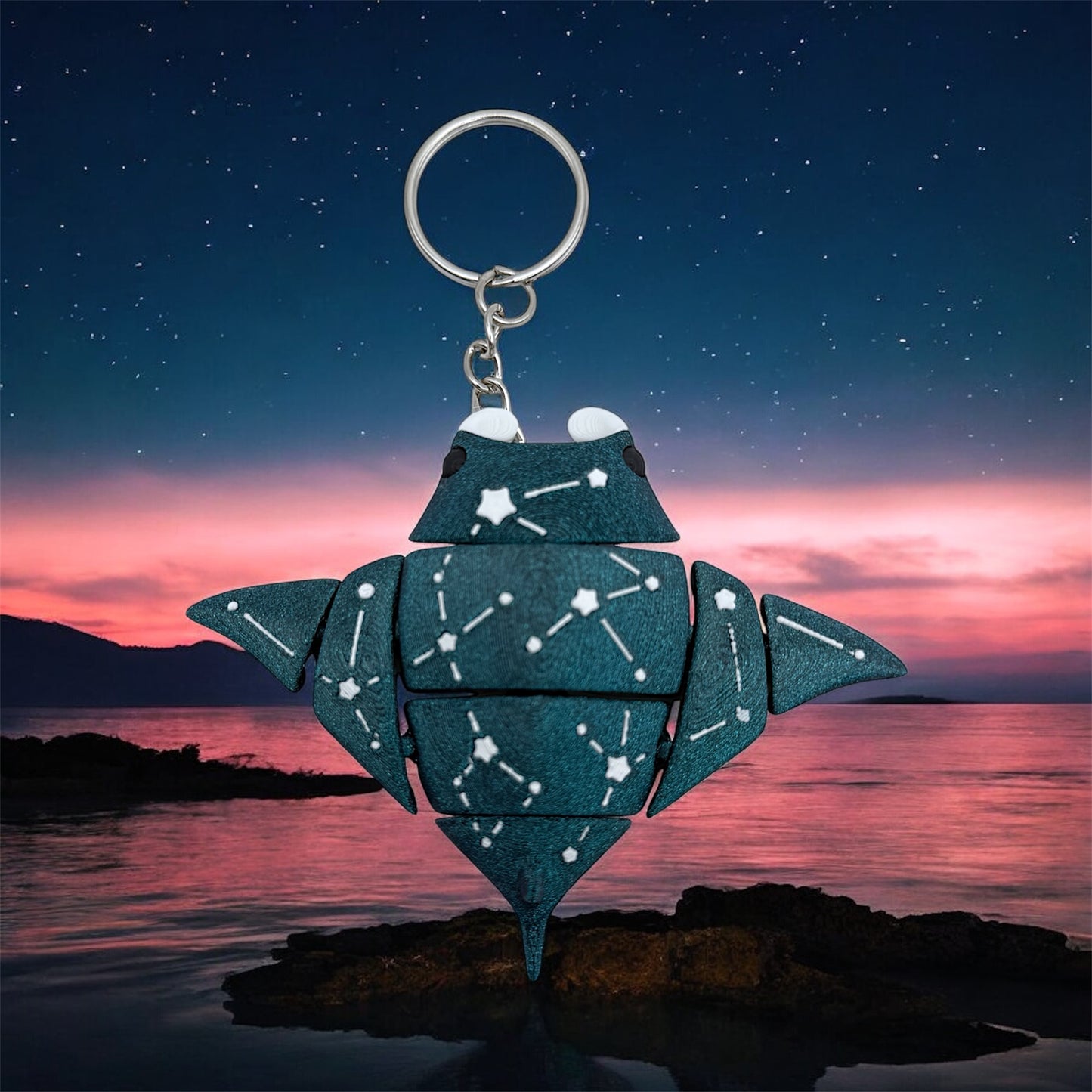 Flexi Galaxy Manta Ray Keychain
