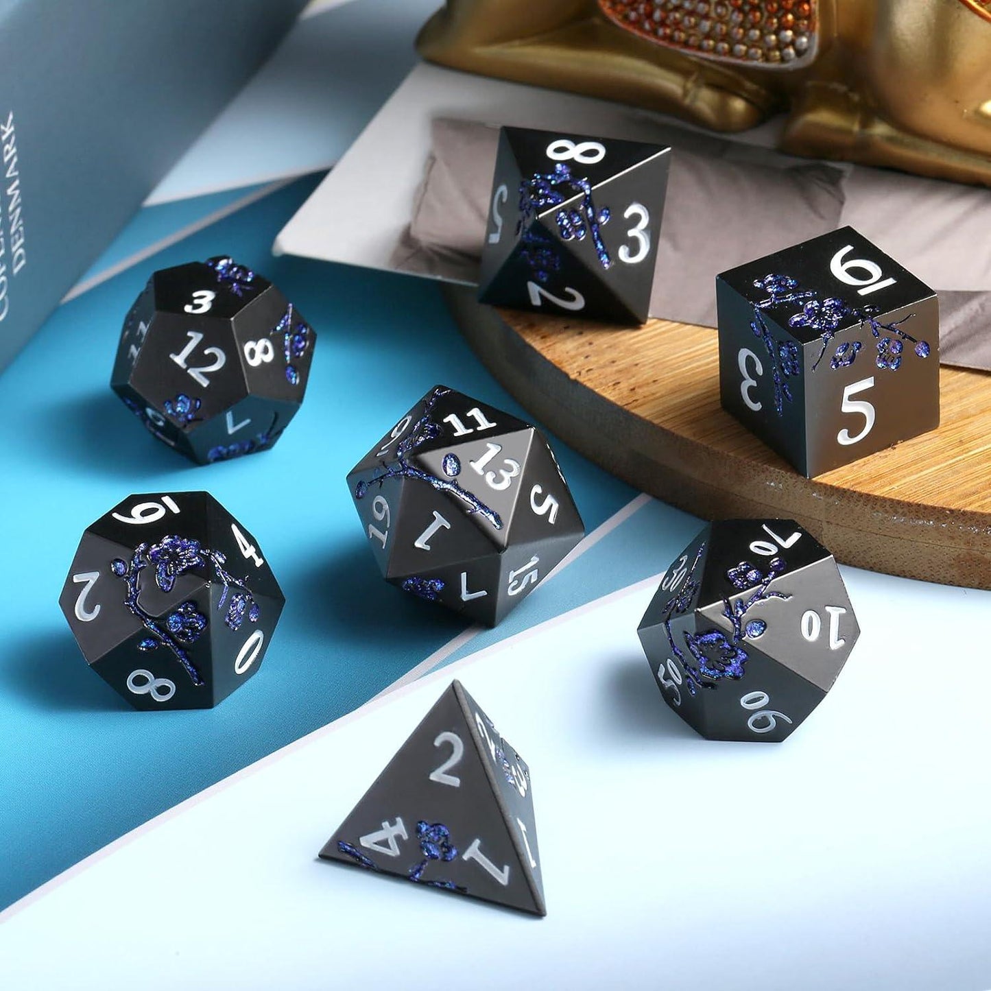 Abyssal Azure Bloom Dice Set - Living Skies Games
