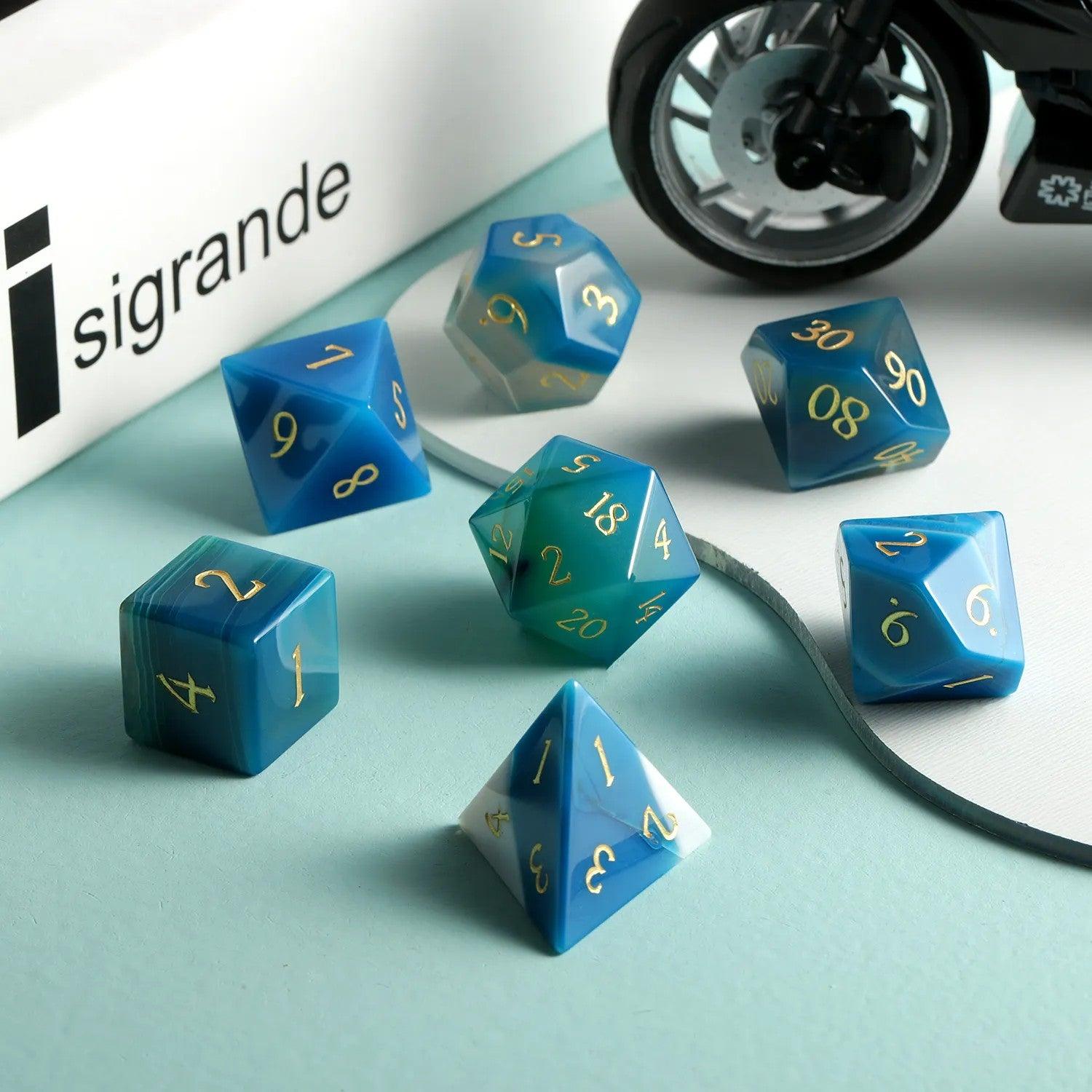 Blue Agate Voyager's Tale Dice Set - Living Skies Games
