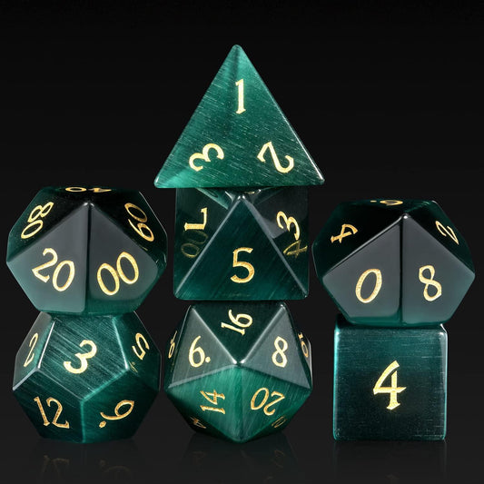 Dark Green Opal Essence Dice Set - Living Skies Games