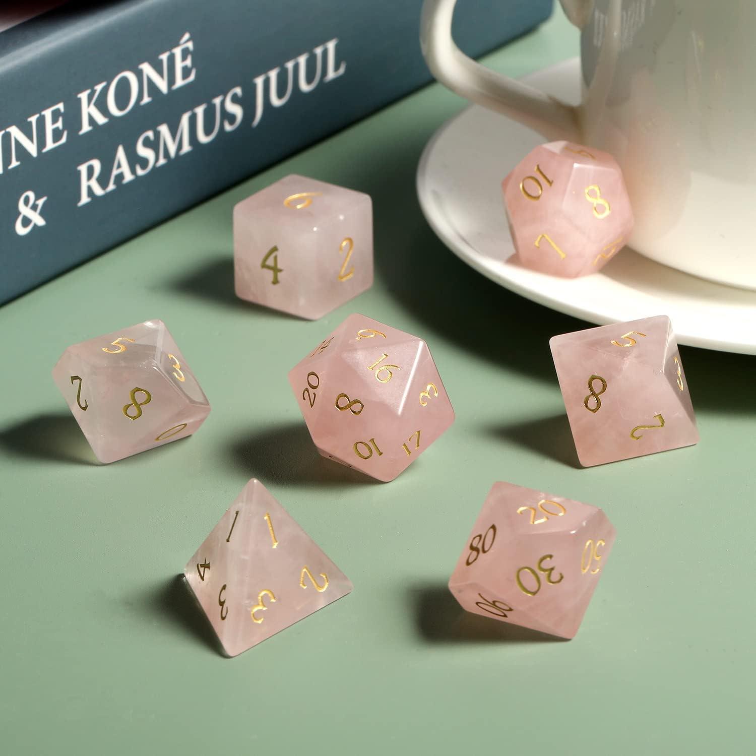 Rose Quartz Heartstone Harmony Dice Set - Living Skies Games